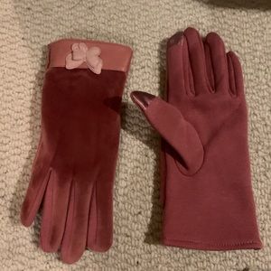 Pink velvet gloves